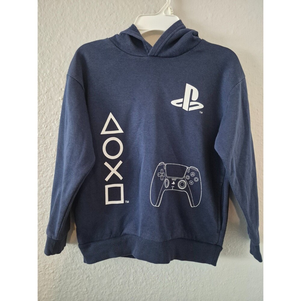 PlayStation Youth Boys Navy Graphic Long Sleeve Hooded Hoodie Sweatshirt 10-12 M